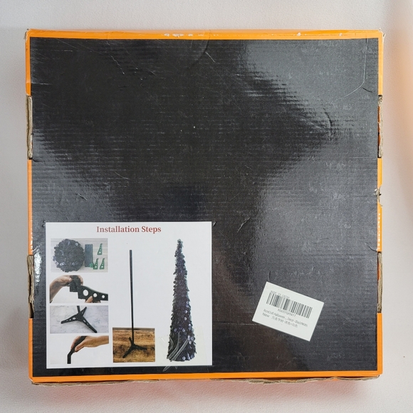 Ghosts Tinsel Halloween Collapsible Pull Up Pencil Tree - 5 Ft Tall - Picture 4 of 13